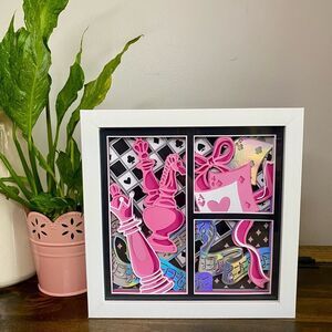3D Pink Game Night Shadowbox